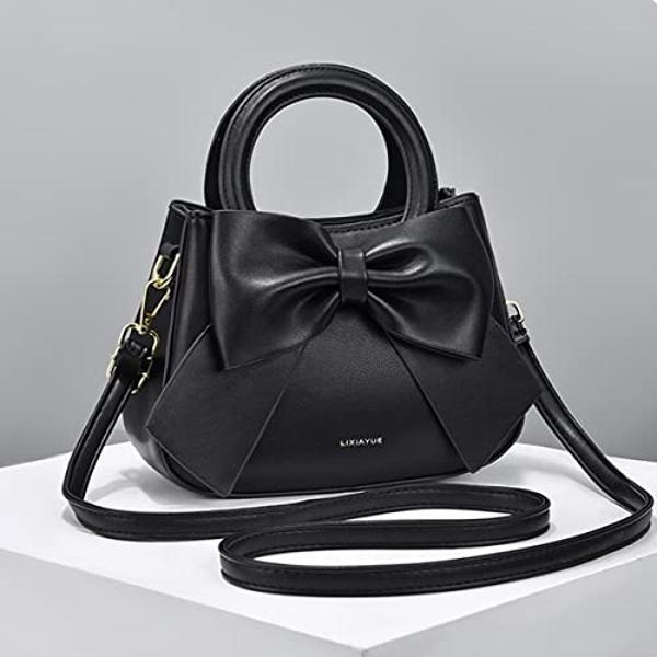 YOUNXSL Designer Small Handbags for Women with Top Carry Handle and Cute Bow Knot,Leather Purses and Over-Shoulder Strap