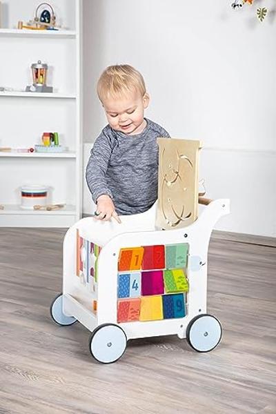 Small Foot Wooden Toys Premium Sweet Elephant Baby Walker & 5-in-1 Activity Center Designed for Toddlers 12+ Months