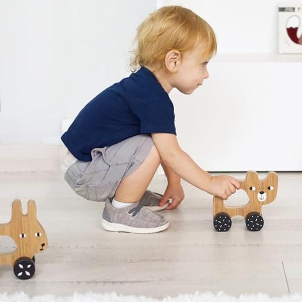 Wee Gallery Bunny Push Toy, Rolling Toy, Classic Motion Toys for Child Motor Skills, Balance, Roll Along Play, and Animal Nursery Decor (Baby, Toddler, Kids)