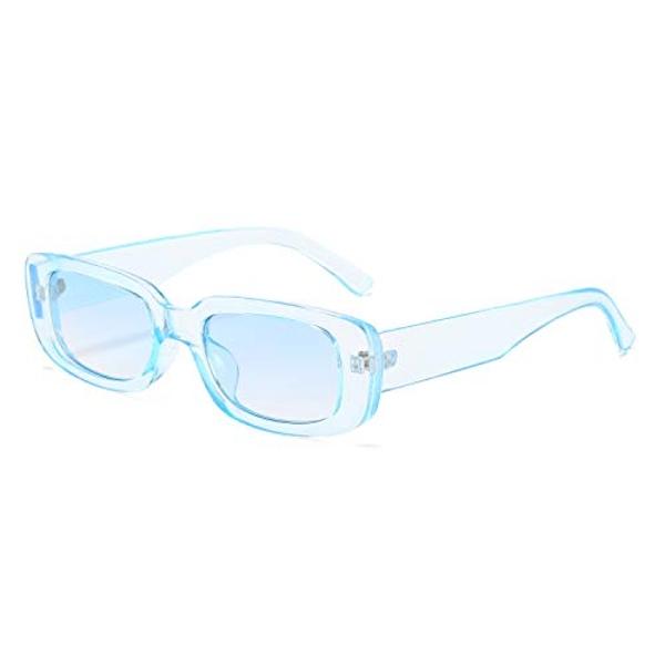 BUTABY Rectangle Sunglasses for Women Retro Driving Glasses 90’s Vintage Fashion Narrow Square Frame UV400 Protection Blue