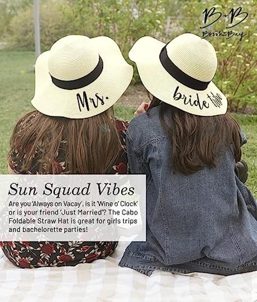 Brook + Bay Foldable Beach Hats, Floppy Sun Hats, Roll up Straw Hats for Women, Summer Vacation & Beach Wide Brim Hat - Yellow/Out of Office, One Size