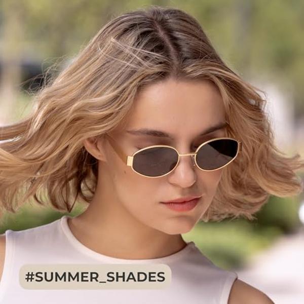 BUTABY Rectangle Sunglasses for Women Retro Driving Glasses 90’s Vintage Fashion Narrow Square Frame UV400 Protection Blue