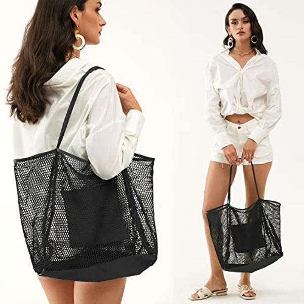 HOXIS Mesh Beach Tote Womens Shoulder Handbag Large