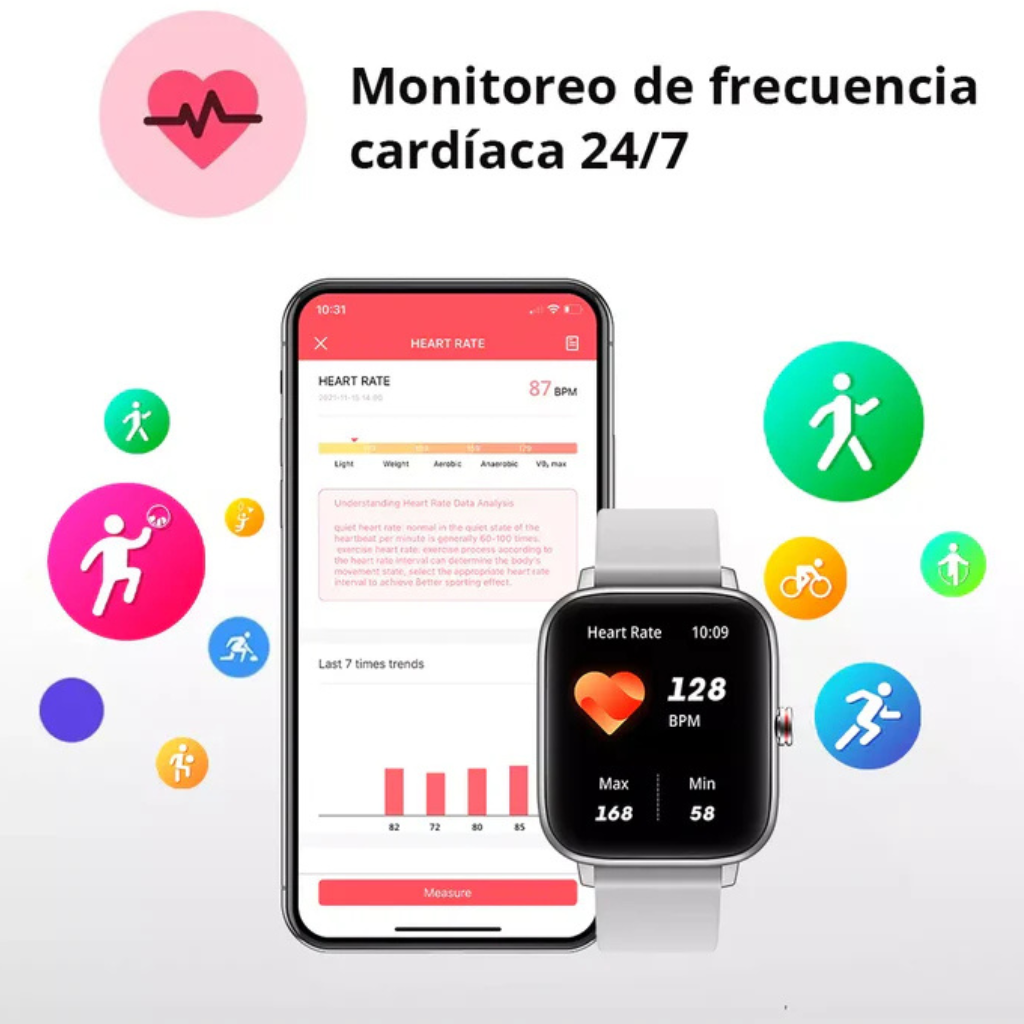 Smartwatch Colmi P8 Max Plateado – Reloj Inteligente Unisex con Llamadas, Salud y Estilo Deportivo