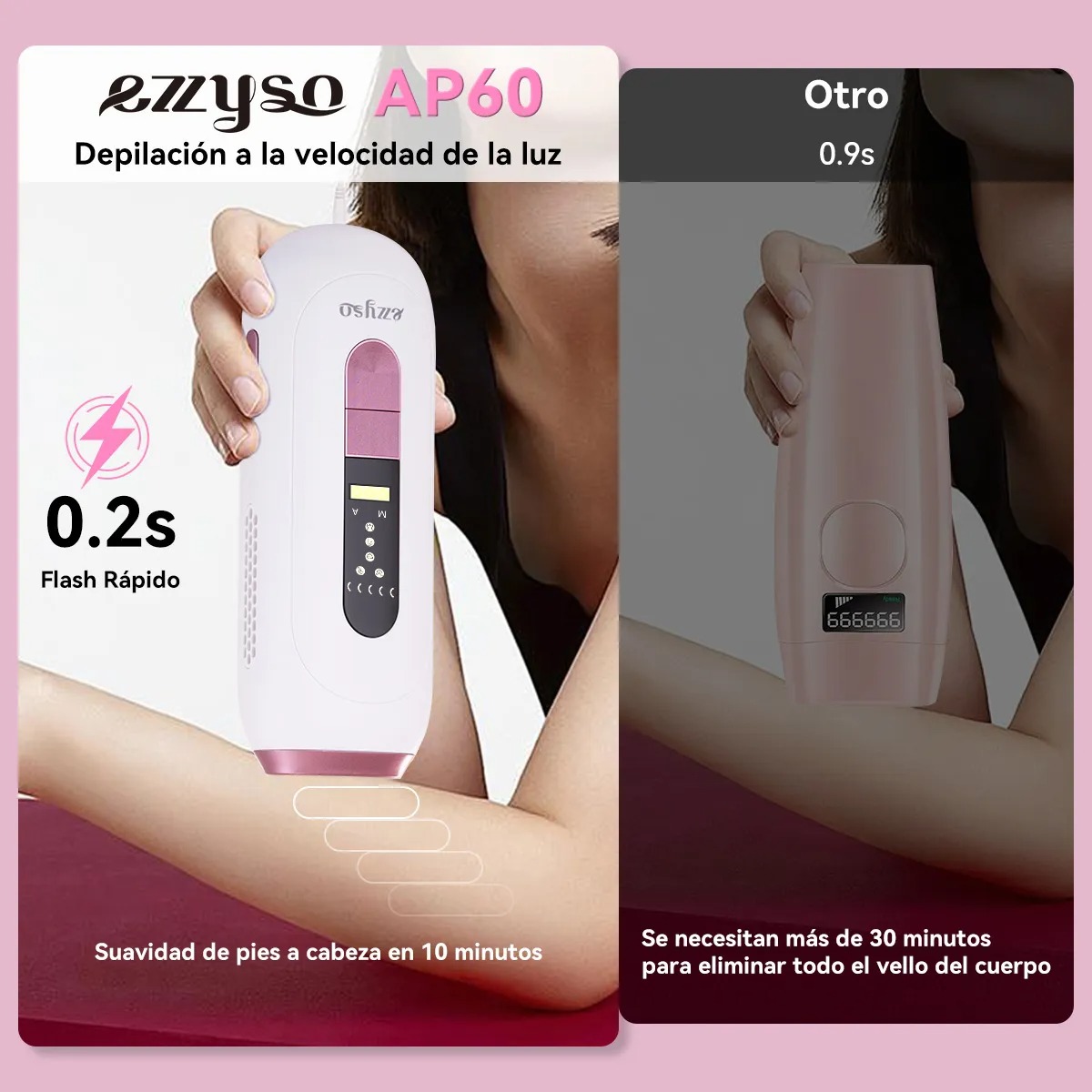 Superflash Láser Depiladora Ipl Pulsada Permanente Para Cuerpo Y Cara Rosa Maquina Depiladora Laser Profesional Maquina Depilacion Definitiva Soprano Aparato Depilacion laser Ipl 127V