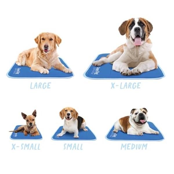 The Green Pet Shop Cool Pet Pad - Large, Blue - Self-Cooling, Pressure Activated Mat for Dogs & Cats from 46-80 lbs - Non-Toxic Gel, No Water Needed