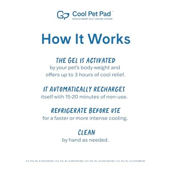 The Green Pet Shop Cool Pet Pad - Large, Blue - Self-Cooling, Pressure Activated Mat for Dogs & Cats from 46-80 lbs - Non-Toxic Gel, No Water Needed