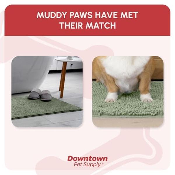 My Doggy Place Microfiber Dog Mat for Muddy Paws, 31" x 20" Sage - Absorbent and Quick-Drying Dog Paw Cleaning Mat, Washer and Dryer Safe - Non-Slip Rubber Backed Dog Floor Mat, Me