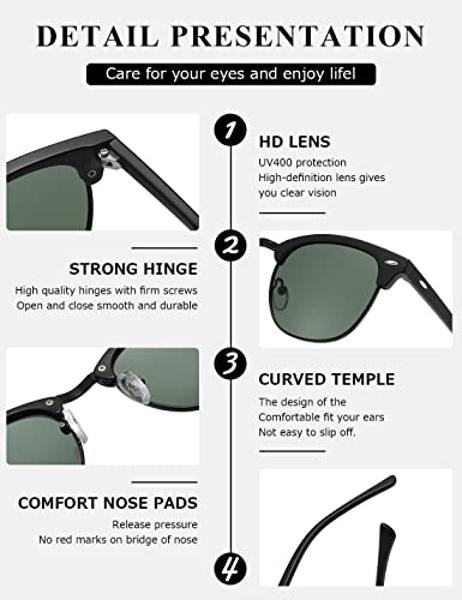 FEIDUSUN Sunglasses Men Polarized Sunglasses for Mens and Womens,Black Retro Sun Glasses Driving Fishing UV Protection