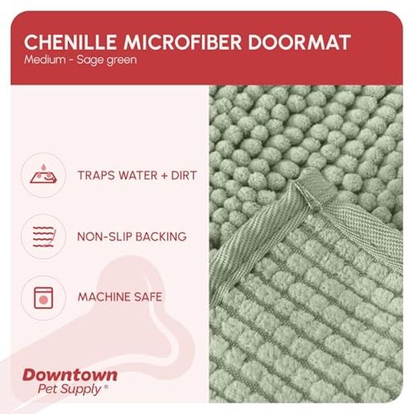 My Doggy Place Microfiber Dog Mat for Muddy Paws, 31" x 20" Sage - Absorbent and Quick-Drying Dog Paw Cleaning Mat, Washer and Dryer Safe - Non-Slip Rubber Backed Dog Floor Mat, Me