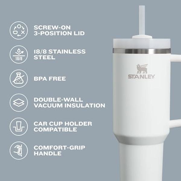 Stanley Quencher H2.0 Tumbler with Handle and Straw 40 oz | Flowstate 3-Position Lid | Cup Holder Compatible for Travel | Insulated Stainless Steel Cup | BPA-Free | Stargaze