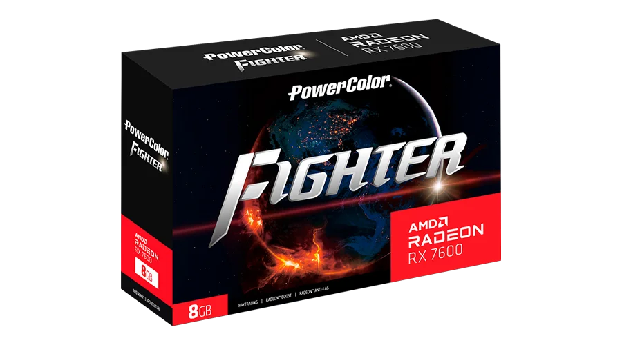 TVIDEO POWER COLOR FIGHTER RADEON RX7600 AMD 8GB GDDR6 HDMI DP RX7600 8G-F