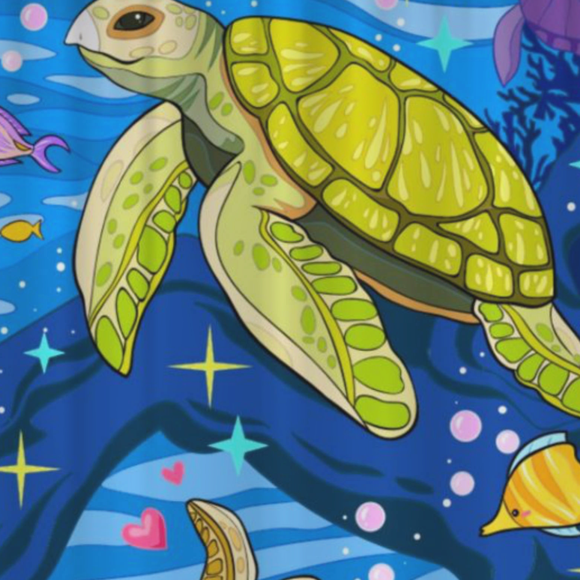 Cortina de Baño Impermeable Grande con Diseño de Tortugas Marinas para Regadera