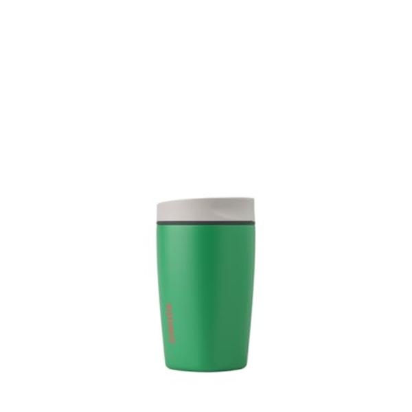 Owala SmoothSip Slider Insulated Stainless Steel Coffee Tumbler, Reusable Iced Coffee Cup, Hot Coffee Travel Mug, BPA Free 12 oz, Grey/Green (Sour Apple)