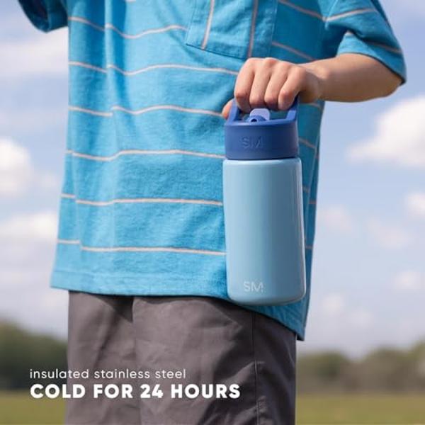 Simple Modern Kids Summit Water Bottle with Straw Lid | Bluey 14oz Stainless Steel Cup Insulated Tumbler for Toddlers, School | Bluey Sky