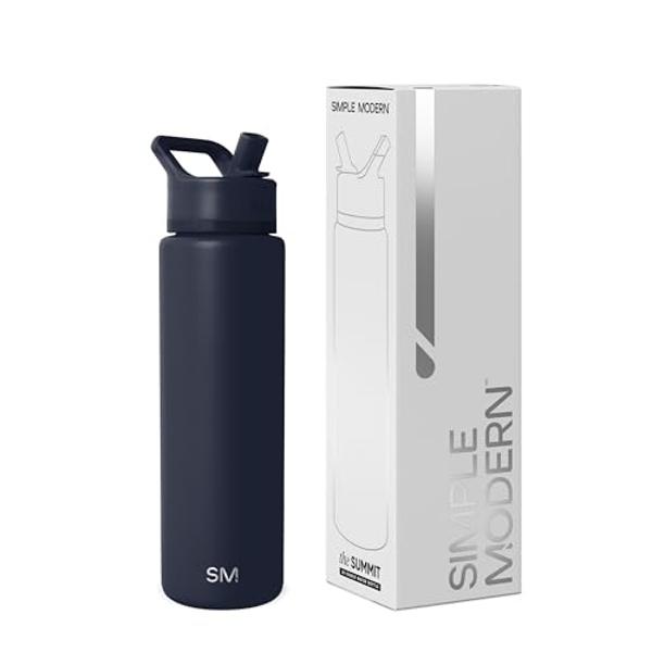 Simple Modern Water Bottle with Straw Lid | Vacuum Insulated Stainless Steel Metal Thermos | Reusable Leak Proof BPA-Free Flask for Sports Gym | Summit Collection | 30oz, Deep Ocea