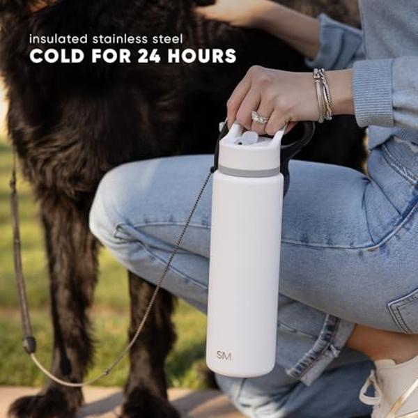 Simple Modern Water Bottle with Straw Lid Vacuum Insulated Stainless Steel | Reusable Leak Proof BPA-Free Flask for Gym, Travel, Sports | Summit Collection | 22oz, Winter White Mix