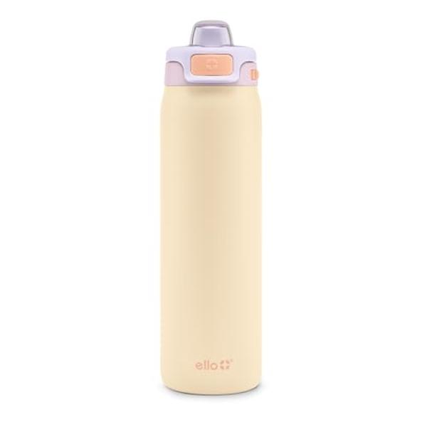 Ello Pop & Fill 22oz Stainless Steel Water Bottle with Quick Fill Technology, Double Walled and Vacuum Insulated Metal, Leak Proof Locking Lid, Sip and Chug, Reusable, BPA Free, Pa