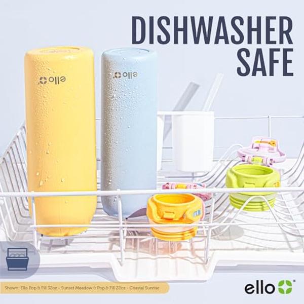 Ello Pop & Fill 22oz Stainless Steel Water Bottle with Quick Fill Technology, Double Walled and Vacuum Insulated Metal, Leak Proof Locking Lid, Sip and Chug, Reusable, BPA Free, Pa
