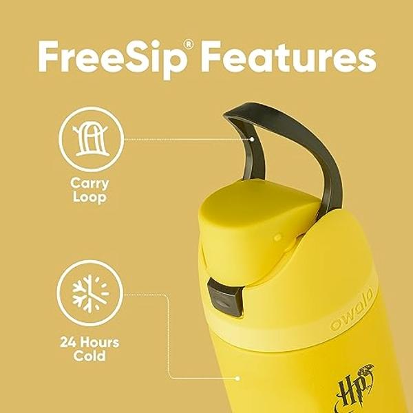 Owala Harry Potter FreeSip Insulated Stainless Steel Water Bottle with Straw, BPA-Free Sports Water Bottle, Great for Travel, 24 oz, Hufflepuff