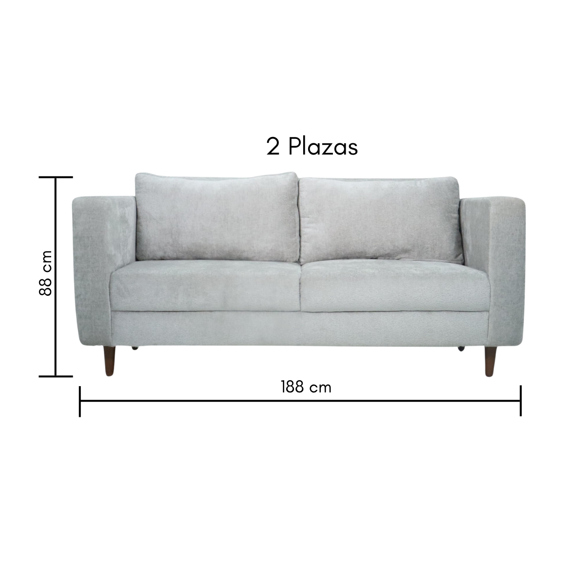 Sofá Sillón Love Seat 2 Plazas Comodo Moderno En Textil Color Zinc