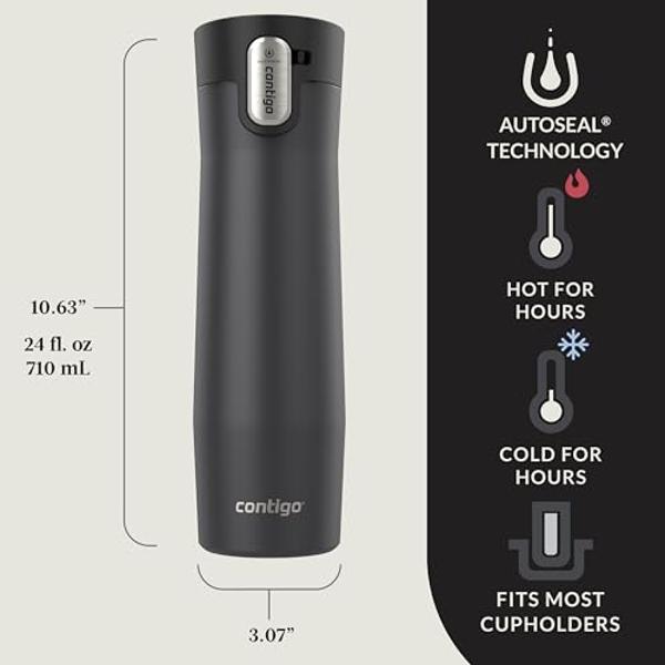 Contigo West Loop 3.0 Thermalock Insulated Travel Mug, 24oz, Matte Black