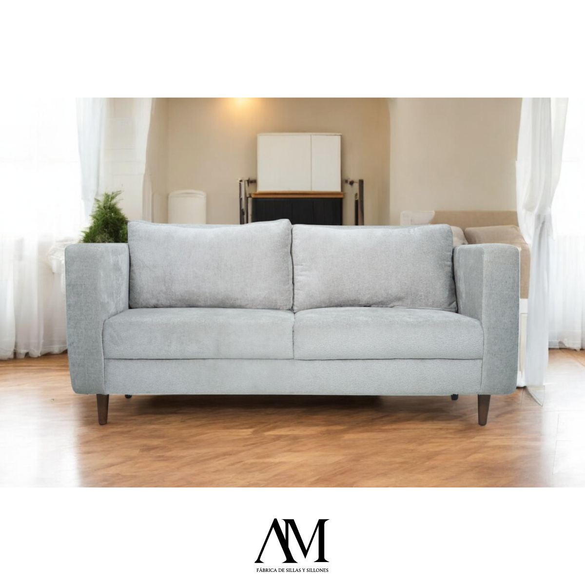 Sofá Sillón Love Seat 2 Plazas Comodo Moderno En Textil Color Zinc