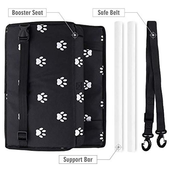 Petbobi Pet Reinforce Car Booster Seat for Dog Cat Portable and Breathable Bag with Seat Belt Dog Carrier Safety Stable for Travel Look Out,with Clip on Leash with PVC Tube (Foot)