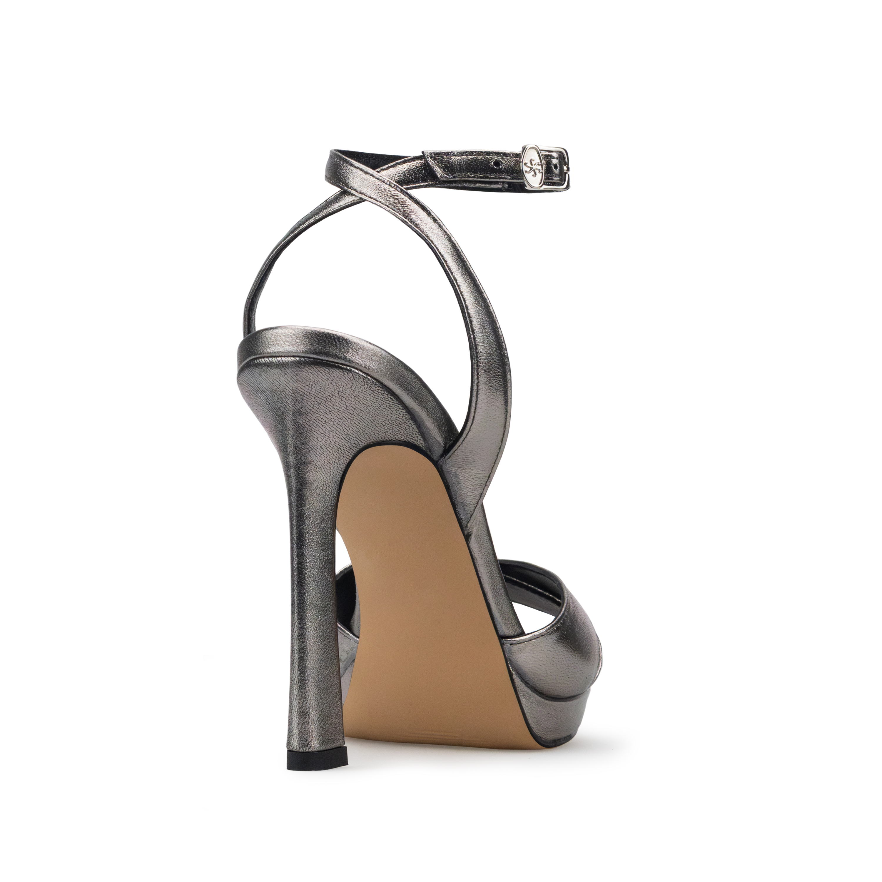 Zapatillas De Tacón Davenia De Piel Sandalia De Tacón Para Dama Mod. Lily Acero