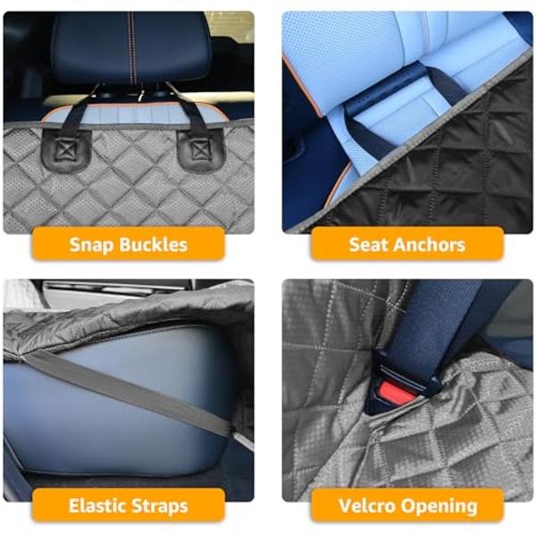 PETICON Waterproof Scratchproof Pet Bench Seat Covers for Cars, Trucks, SUVs, Nonslip Durable Back Seat Cover for Dogs, Washable Backseat Protection, Gray