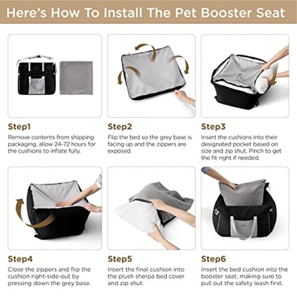 Lesure Small Dog Car Seat for Small Dogs - Waterproof Dog Booster Seat for Car with Storage Pockets, Clip-On Safety Leash and Thickened Memory Foam Filling, Pet Travel Carrier Bed 