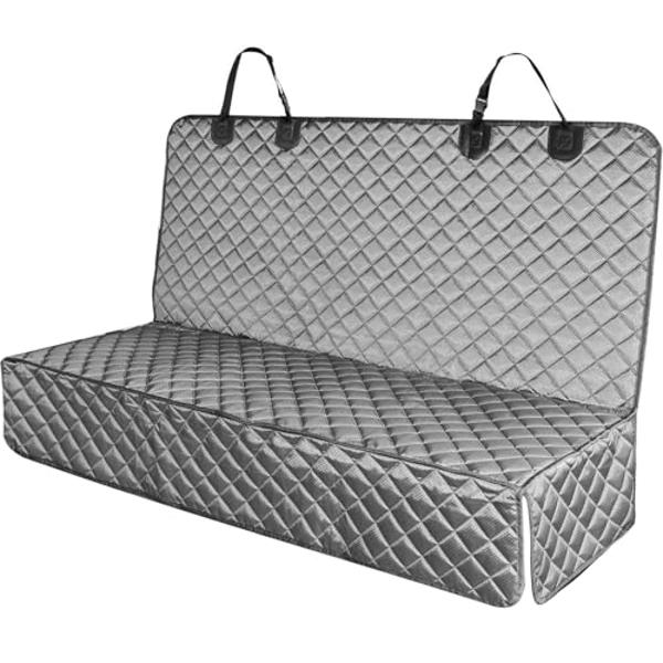 PETICON Waterproof Scratchproof Pet Bench Seat Covers for Cars, Trucks, SUVs, Nonslip Durable Back Seat Cover for Dogs, Washable Backseat Protection, Gray