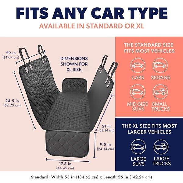 Active Pets Dog Car Seat Cover for Back Seat. Car Seat Protector Dog Hammock for Car - Waterproof Pet Back Seat Cover for Trucks, Sedans & SUVs - Use with Chom Chom Roller Pet Hair