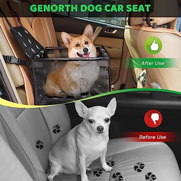 Lesure Small Dog Car Seat for Small Dogs - Waterproof Dog Booster Seat for Car with Storage Pockets, Clip-On Safety Leash and Thickened Memory Foam Filling, Pet Travel Carrier Bed 