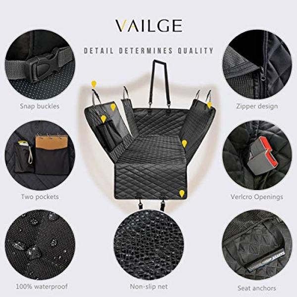 Vailge X-Large Dog Car Hammock, 100% Waterproof with Mesh Window, Scratch Prevent Anti-Slip Car Seat Covers for Back Seat
