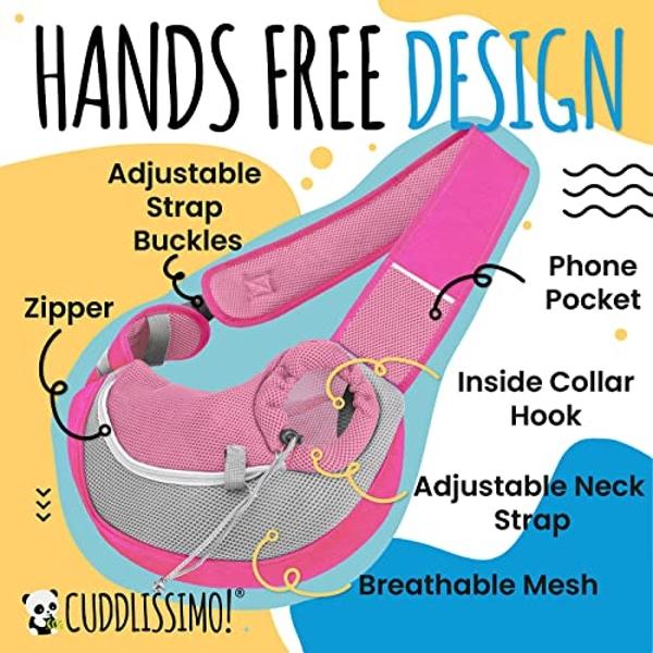 Cuddlissimo! Pet Sling Carrier - Small Dog Puppy Cat Carrying Bag Purse Pouch - For Pooch Doggy Doggie Yorkie Chihuahua Baby Papoose Bjorn-Travel Front Backpack Chest Body Holder P