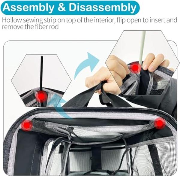 Wakytu Dog Carriers for Small Dogs, Cat Carrier Travel, Expandable, Collapsible, 900D High Density Oxford Cloth, Wear-Resisting, Anti Tearing, Reflective Tape,Safety Lock Zipper