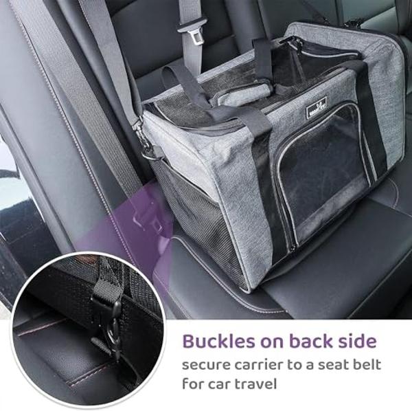 Wakytu Dog Carriers for Small Dogs, Cat Carrier Travel, Expandable, Collapsible, 900D High Density Oxford Cloth, Wear-Resisting, Anti Tearing, Reflective Tape,Safety Lock Zipper