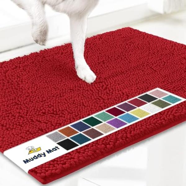 Muddy Mat® Shown on TV – Super Absorbent Microfiber Dog Door Mat for Muddy Paws, Non-Slip Washable Pet Rug, Quick Dry Chenille Entryway Carpet, Machine Washable Indoor Outdoor mat,
