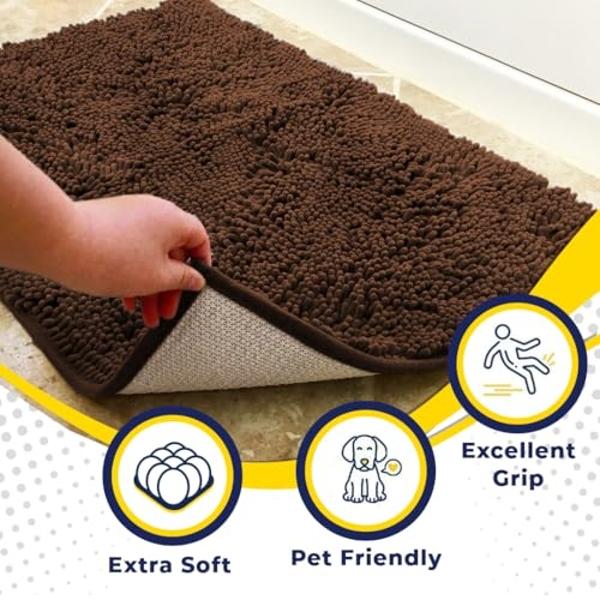 Muddy Mat® Shown on TV – Super Absorbent Microfiber Dog Door Mat for Muddy Paws, Non-Slip Washable Pet Rug, Quick Dry Chenille Entryway Carpet, Machine Washable Indoor Outdoor mat,