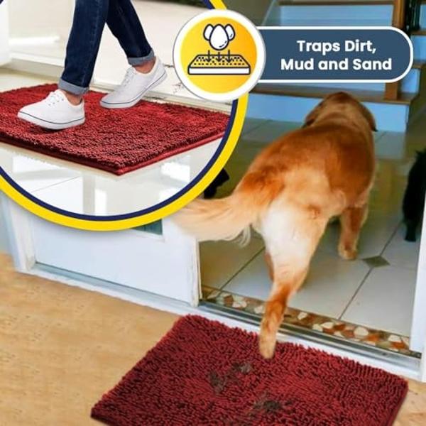 Muddy Mat® Shown on TV – Super Absorbent Microfiber Dog Door Mat for Muddy Paws, Non-Slip Washable Pet Rug, Quick Dry Chenille Entryway Carpet, Machine Washable Indoor Outdoor mat,