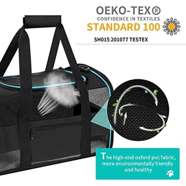 CUSSIOU Cat Carrier Pet Carrier Airline Approved for Small Dogs Cats Puppies Collapsible Soft Sided Dog Travel Carrier Bag with Reflective Strip, Black