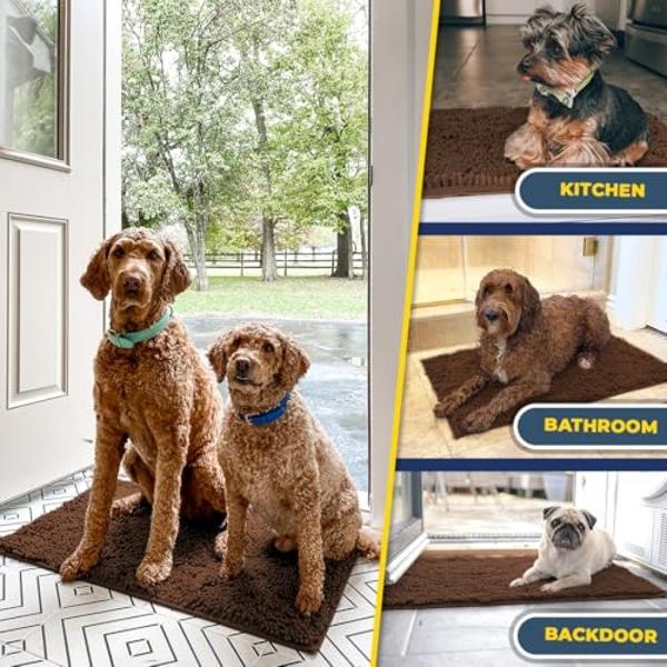 Muddy Mat® Shown on TV – Super Absorbent Microfiber Dog Door Mat for Muddy Paws, Non-Slip Washable Pet Rug, Quick Dry Chenille Entryway Carpet, Machine Washable Indoor Outdoor mat,