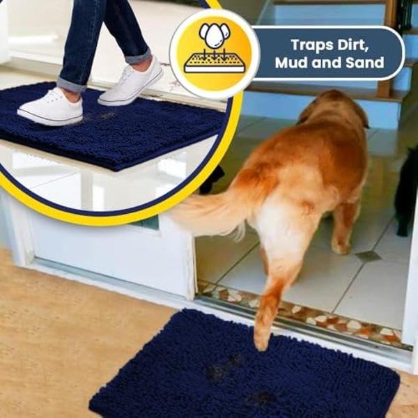 Muddy Mat® Shown on TV – Super Absorbent Microfiber Dog Door Mat for Muddy Paws, Non-Slip Washable Pet Rug, Quick Dry Chenille Entryway Carpet, Machine Washable Indoor Outdoor mat,