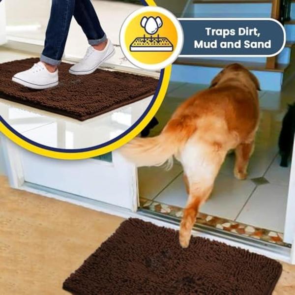 Muddy Mat® Shown on TV – Super Absorbent Microfiber Dog Door Mat for Muddy Paws, Non-Slip Washable Pet Rug, Quick Dry Chenille Entryway Carpet, Machine Washable Indoor Outdoor mat,