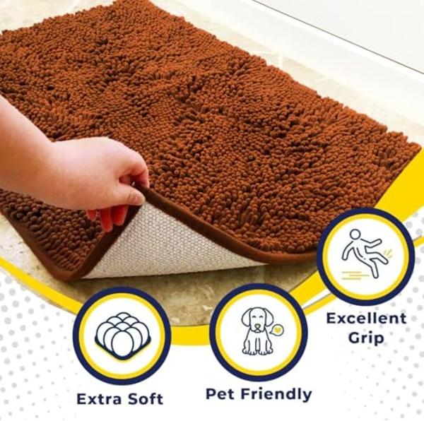 Muddy Mat® Shown on TV – Super Absorbent Microfiber Dog Door Mat for Muddy Paws, Non-Slip Washable Pet Rug, Quick Dry Chenille Entryway Carpet, Machine Washable Indoor Outdoor mat,