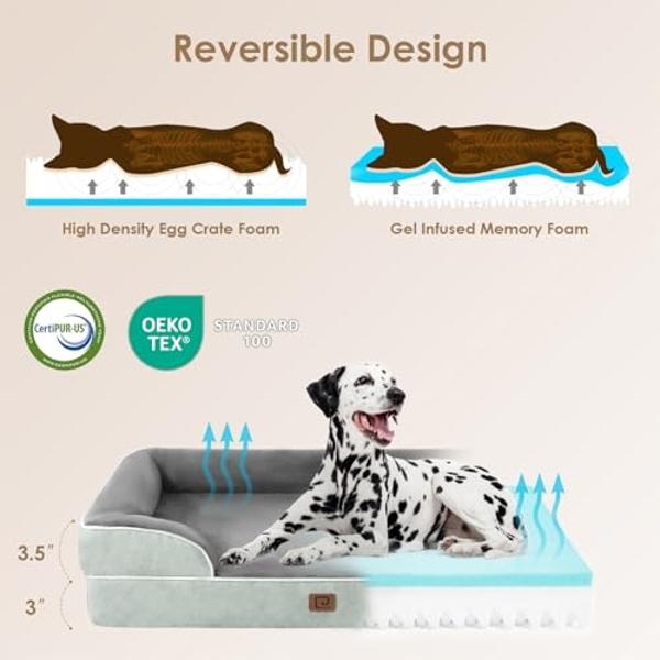 EHEYCIGA Orthopedic Dog Beds for Extra Large Dogs, Waterproof Memory Foam XL Dog Bed with Sides, Non-Slip Bottom and Egg-Crate Foam Big Pet Couch Bed with Washable Removable Cover,