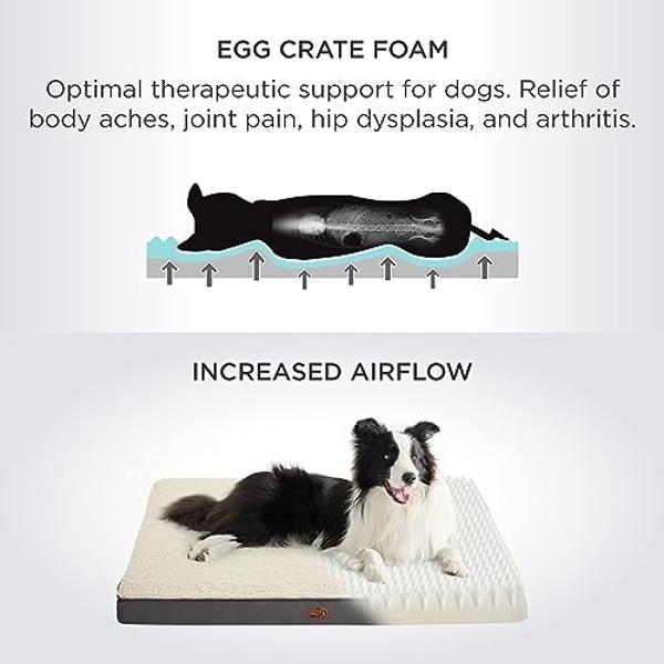 Bedsure Dog Beds Large Sized Dog - Extra-Large Orthopedic Waterproof Puppy Bed with Removable Washable Cover, Egg Crate Foam Pet Mat, Suitable for Pet Up to 100 lbs