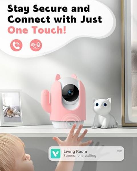 MaxiViz Pet Camera, 2K Indoor Security Camera, 360° Dog Cameras with Phone App, Video Monitor One-Touch Call, AI Motion Detection & Tracking, IR Night Vision, Cloud/SD Card Storage