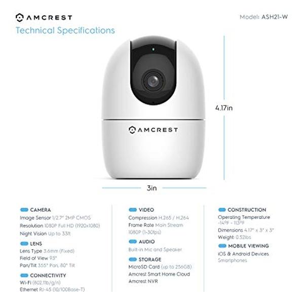 Amcrest 1080P WiFi Camera Indoor, Nanny Cam, Dog Camera, Sound & Baby Monitor, Human & Pet Detection, Motion-Tracking, w/ 2-Way Audio, Phone App, Pan/Tilt Wireless IP Camera, Night